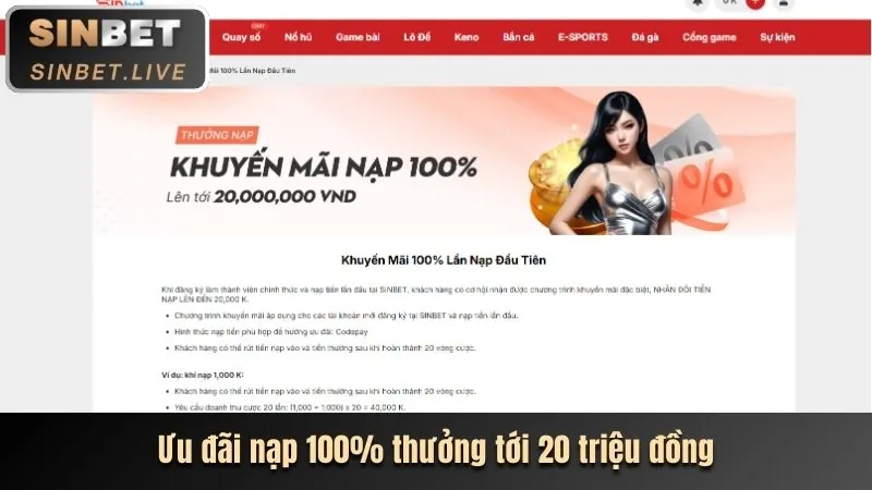 Tiền thưởng chào mừng lớn cho người chơi thể thao mới